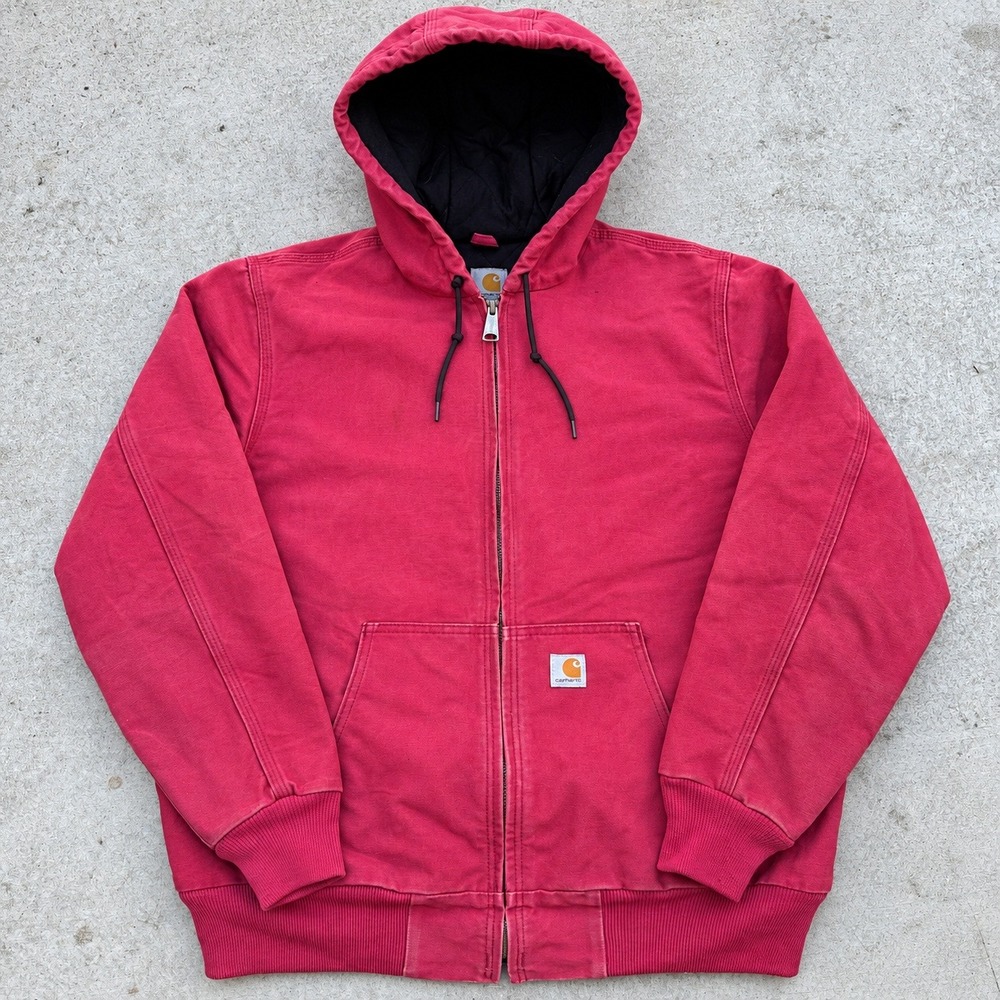 Carhartt WJ130 Pink Large Sandstone Duck Quilted Flannel Active Jacket vintage